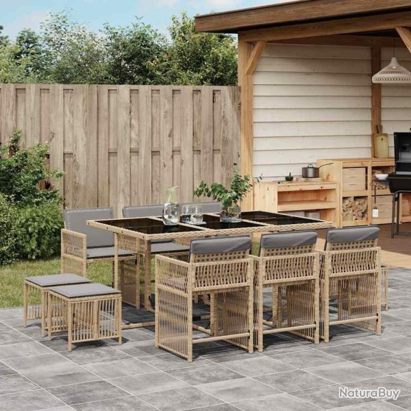 Ensemble � manger de jardin et coussins 11 pcs m�lange beige