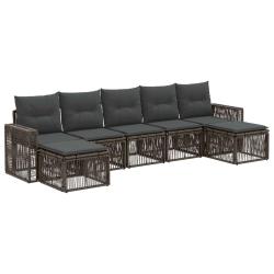 Ensemble de canap&eacute; de jardin 7 pcs Gris et Gris fonc&eacute; polyrotin
