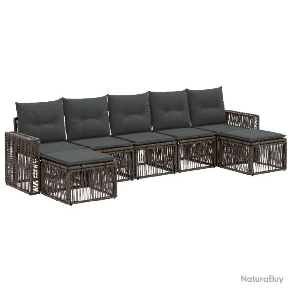 Ensemble de canap� de jardin 7 pcs Gris et Gris fonc� polyrotin