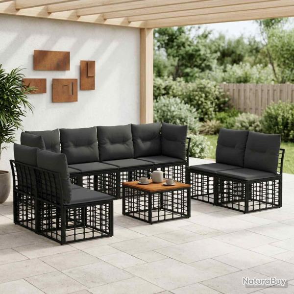 Ensemble de canap�s d'ext�rieur 9 pcs Noir et Gris fonc�