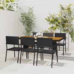 Mobilier &agrave; d&icirc;ner d'ext&eacute;rieur 7 pcs R&eacute;sine tress&eacute;e Noir