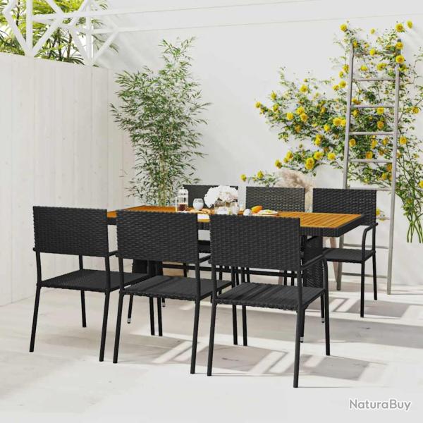 Mobilier � d�ner d'ext�rieur 7 pcs R�sine tress�e Noir