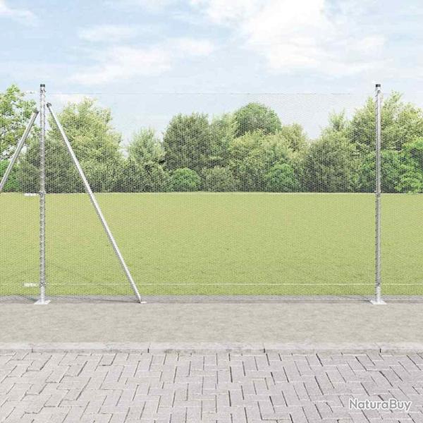 Cl�ture hexagonale avec base en b�ton 50 x 1,6 m Argent� Maille