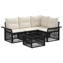 Ensemble de canap&eacute; de jardin 5 pcs Noir polyrotin