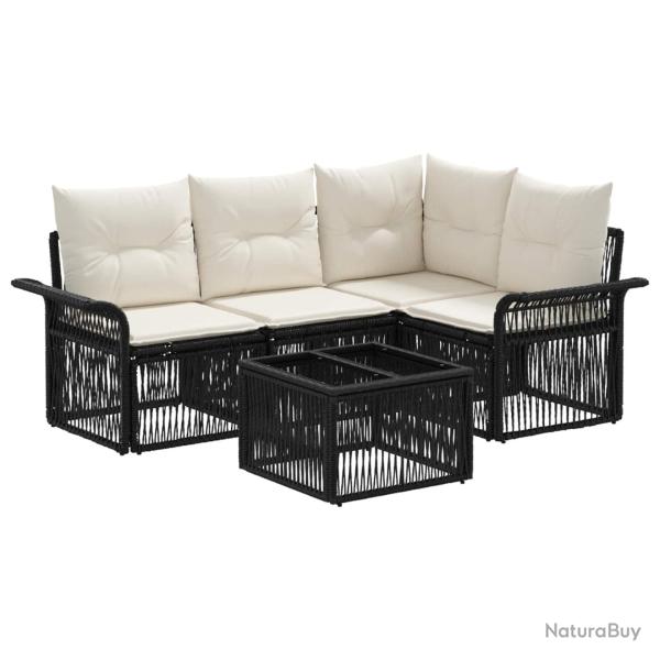 Ensemble de canap� de jardin 5 pcs Noir polyrotin