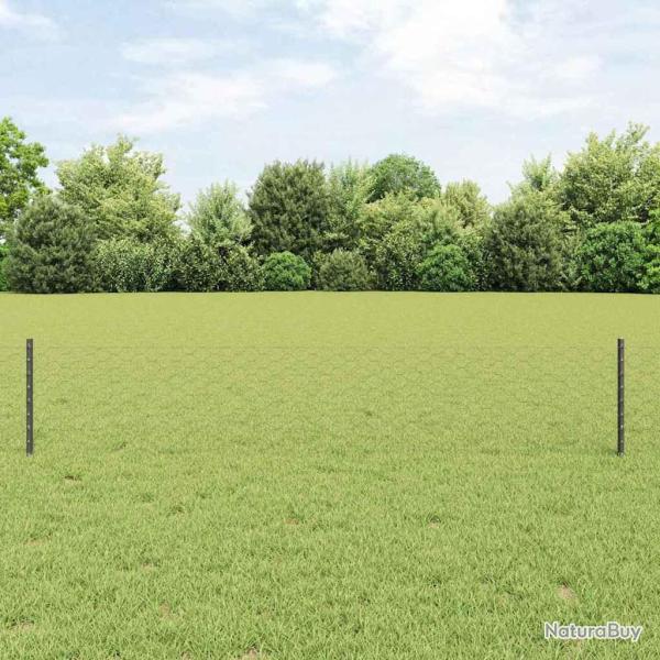 Cl�ture hexagonale avec poteau 10 x 0,4 m Gris Maille