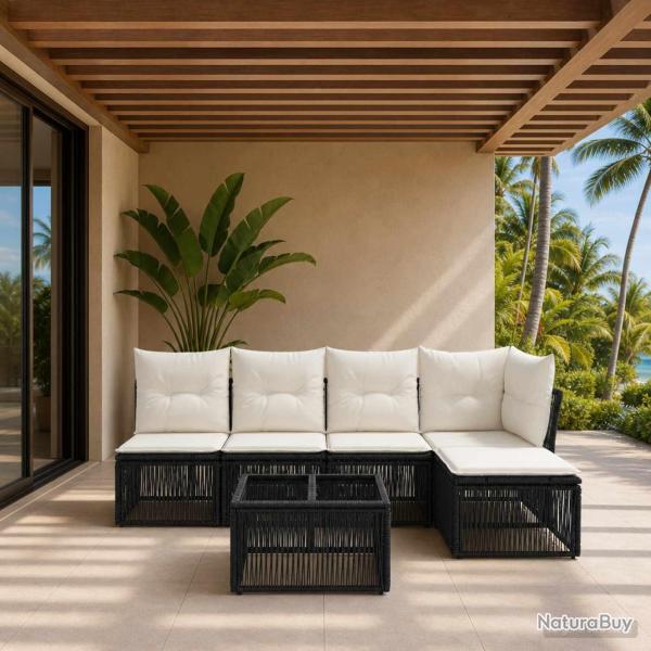 Ensemble de canap� de jardin 6 pcs Noir polyrotin