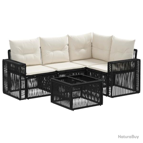 Ensemble de canap� de jardin 5 pcs Noir et blanc cr�me