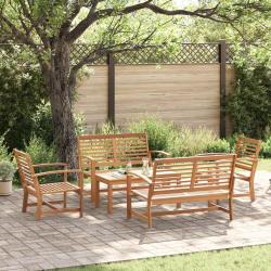 Ensemble de canap&eacute; de jardin 5 pcs Naturel Bois de teck massif