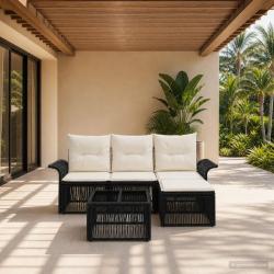 Ensemble de canap&eacute; de jardin 5 pcs Noir polyrotin