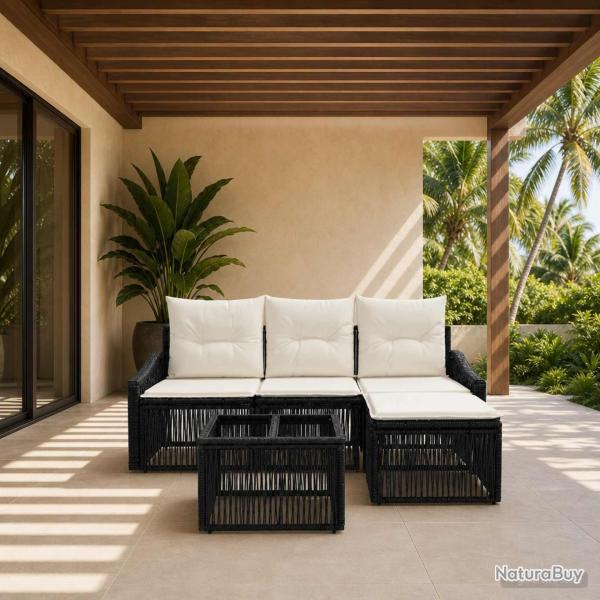 Ensemble de canap� de jardin 5 pcs Noir polyrotin