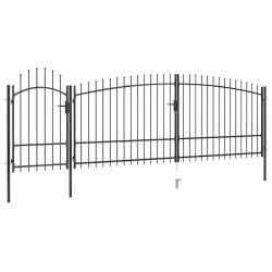 Portail de jardin Woerden avec pointe en forme de lance, 5 x 1,75 m, noir