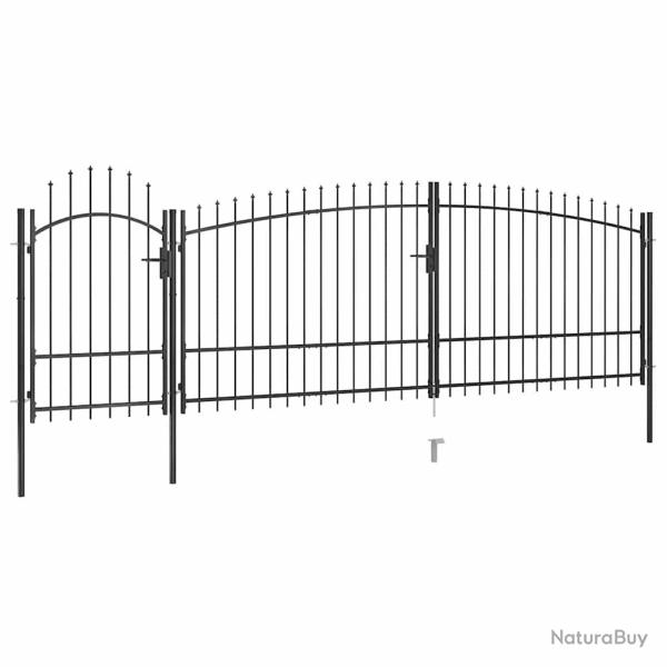 Portail de jardin Woerden avec pointe en forme de lance, 5 x 1,75 m, noir