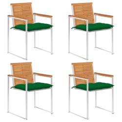Chaises de jardin lot de 4 avec coussins Bois d'acacia massif