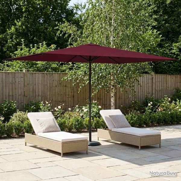 Parasol de jardin 200 x 300 cm Polyester Rectangulaire Bordeaux
