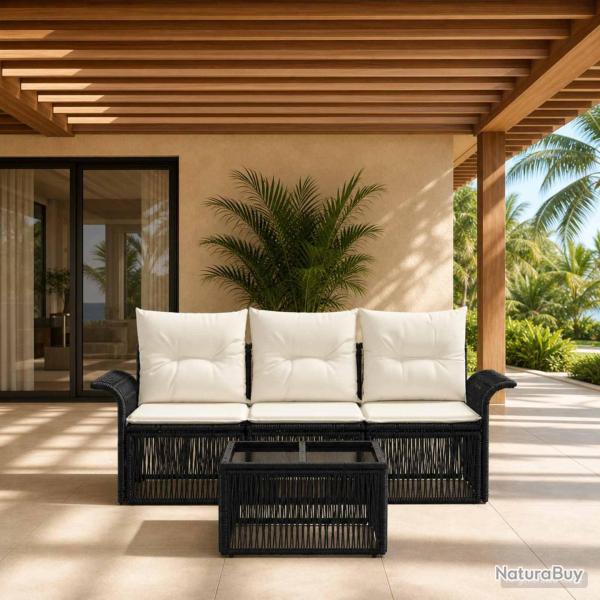 Ensemble de canap� de jardin 4 pcs Noir polyrotin