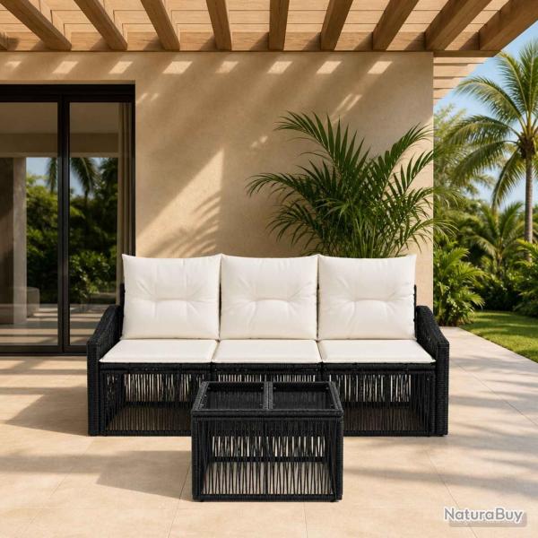 Ensemble de canap� de jardin 4 pcs Noir polyrotin