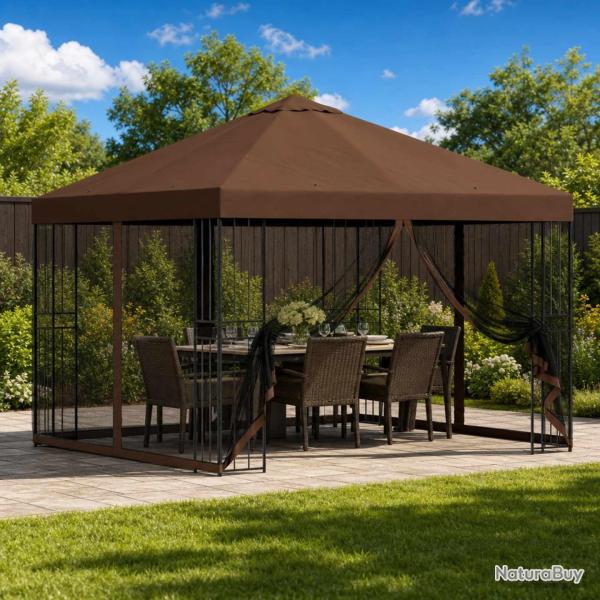 Abri de jardin avec parois 3 x 3 m Marron Polyester et Acier