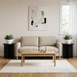 Support de Plante 2 pcs Noir 40 x 40 x 40 cm Bois d'ing&eacute;nierie