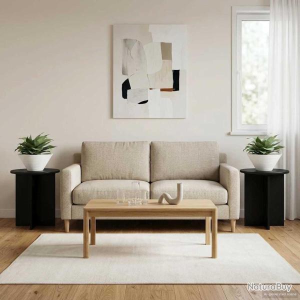 Support de Plante 2 pcs Noir 40 x 40 x 40 cm Bois d'ing�nierie