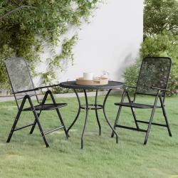 Ensemble &agrave; manger de jardin 3 pcs Maille M&eacute;tal Anthracite