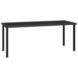 Table &agrave; d&icirc;ner de jardin Noir 180x70x73 cm R&eacute;sine tress&eacute;e