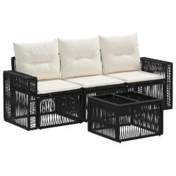 Ensemble de canap&eacute; de jardin 4 pcs Noir et blanc cr&egrave;me