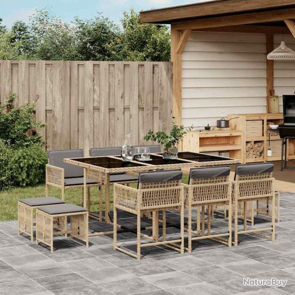 Ensemble � manger de jardin et coussins 11 pcs m�lange beige