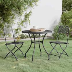 Ensemble &agrave; manger de jardin 3 pcs Maille M&eacute;tal Anthracite
