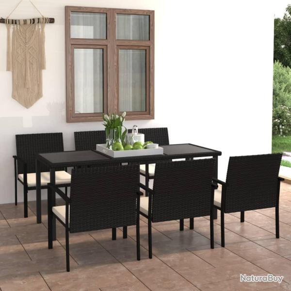 Ensemble � manger de jardin 7 pcs R�sine tress�e Noir