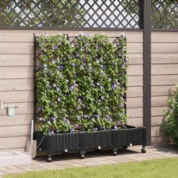 Porte-plante de jardin avec irrigation et roues 3 pc Noir PP