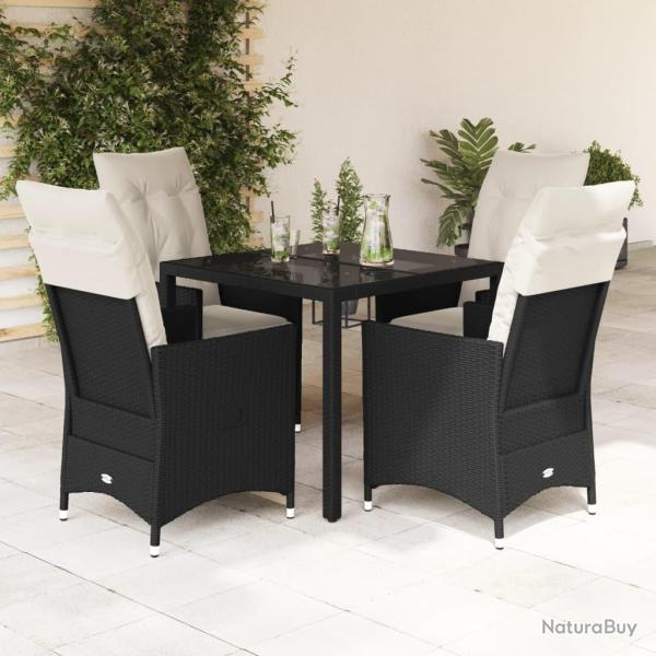 Ensemble � manger de jardin coussins 5pcs Noir R�sine tress�e