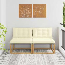 Sofa de milieu ext&eacute;rieur Bois d'acacia massif et Textil&egrave;ne