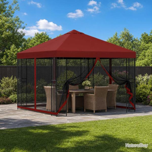 Abri de jardin avec parois 3 x 3 m Bordeaux Polyester et Acier