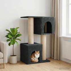 Arbre &agrave; chat avec poteaux &agrave; griffer en sisal Gris fonc&eacute; 114 cm