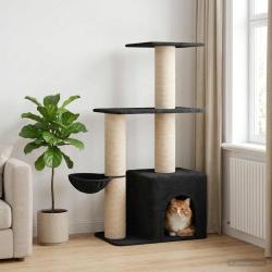 Arbre &agrave; chat avec poteaux &agrave; griffer en sisal Gris fonc&eacute; 133 cm