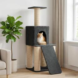 Arbre &agrave; chat avec poteaux &agrave; griffer en sisal Gris fonc&eacute; 146 cm