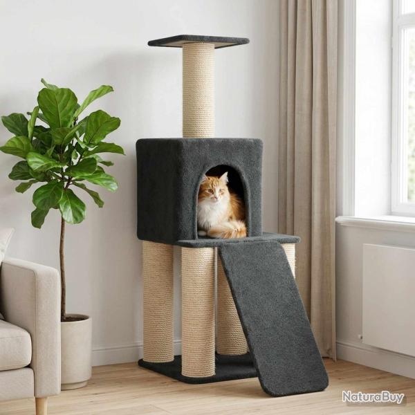 Arbre � chat avec poteaux � griffer en sisal Gris fonc� 146 cm