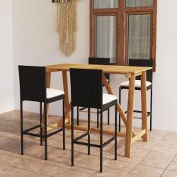 Ensemble de bar de jardin avec coussins 5 pcs Noir