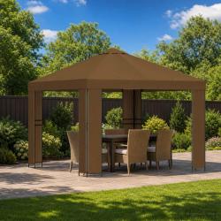 Pavillon 3 x 3 m Taupe Polyester et Acier 190 gsm