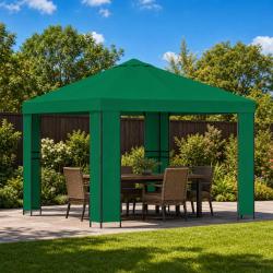 Pavillon 3 x 3 m Vert Polyester et Acier 190 gsm