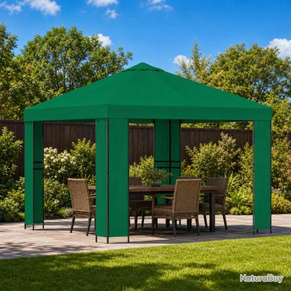Pavillon 3 x 3 m Vert Polyester et Acier 190 gsm