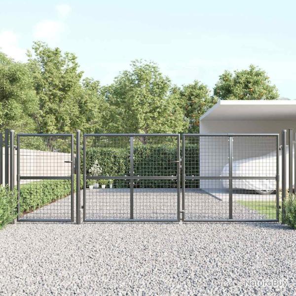 Portail de jardin grillag� Anthracite 400x125 cm Acier galvanis�