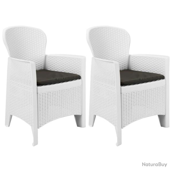 Chaise de jardin lot de 2 coussin Blanc Plastique Aspect rotin