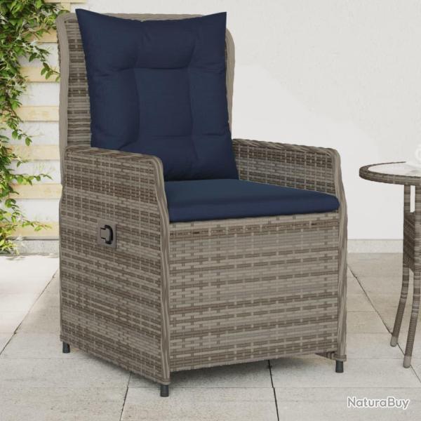 Chaises de jardin inclinables lot de 2 gris r�sine tress�e
