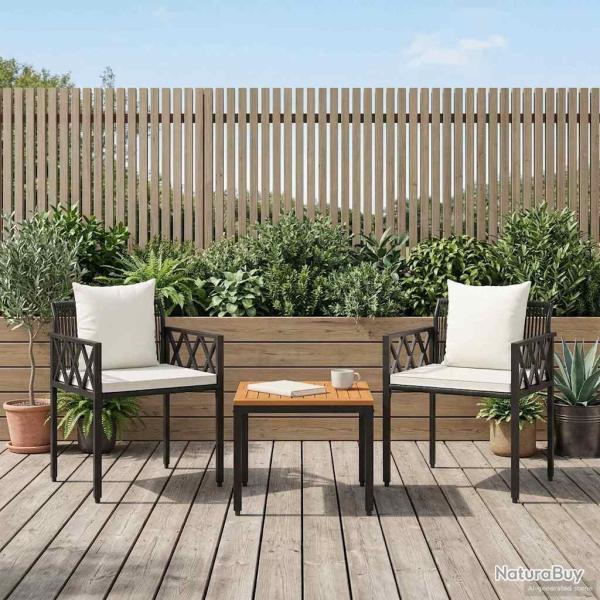 Ensemble de meubles d'ext�rieur 3 pcs Noir et blanc cr�me