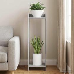 Support de Plante Gris B&eacute;ton 30 x 30 x 100 cm Bois d'ing&eacute;nierie