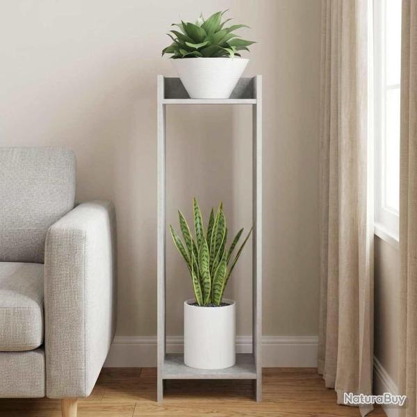 Support de Plante Gris B�ton 30 x 30 x 100 cm Bois d'ing�nierie