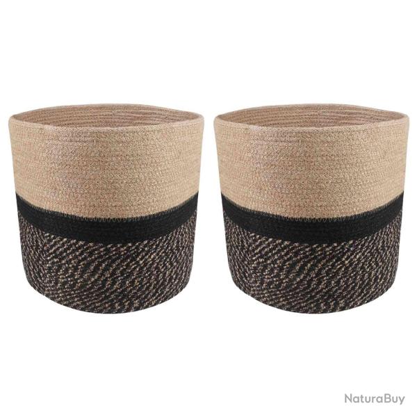 Ensemble de Pots � Plantes 2 pcs Naturel et noir � 28 x 28 cm