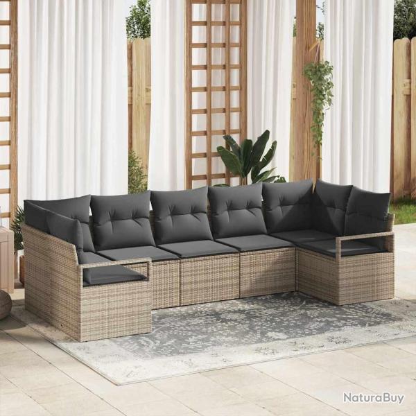 Ensemble de canap� de jardin avec coussin 7 pcs Gris polyrotin